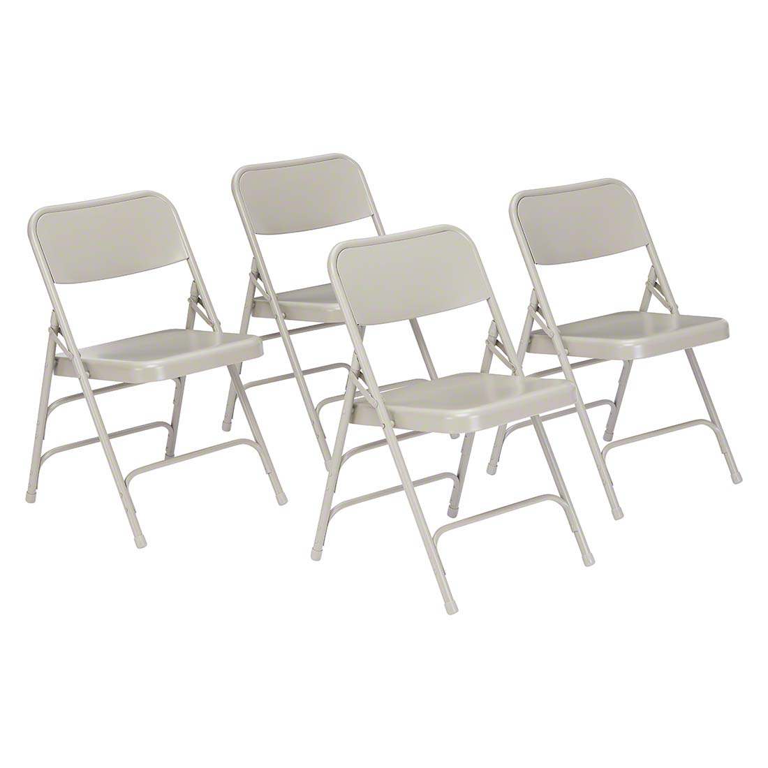 National Public Seating 302 Deluxe All-Steel Triple Brace Folding Chair, Grey (4-pack)