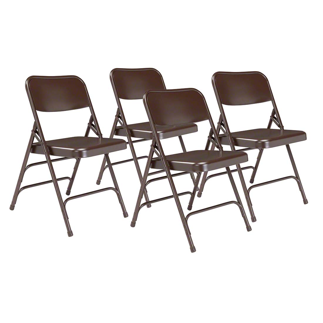 National Public Seating 303 Deluxe All-Steel Triple Brace Folding Chair, Brown (4-pack)