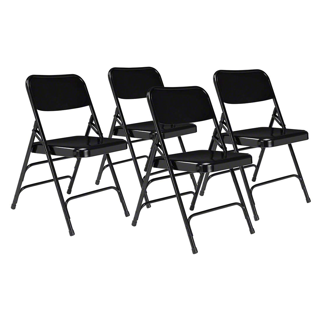 National Public Seating 310 Deluxe All-Steel Triple Brace Folding Chair, Black (4-pack)