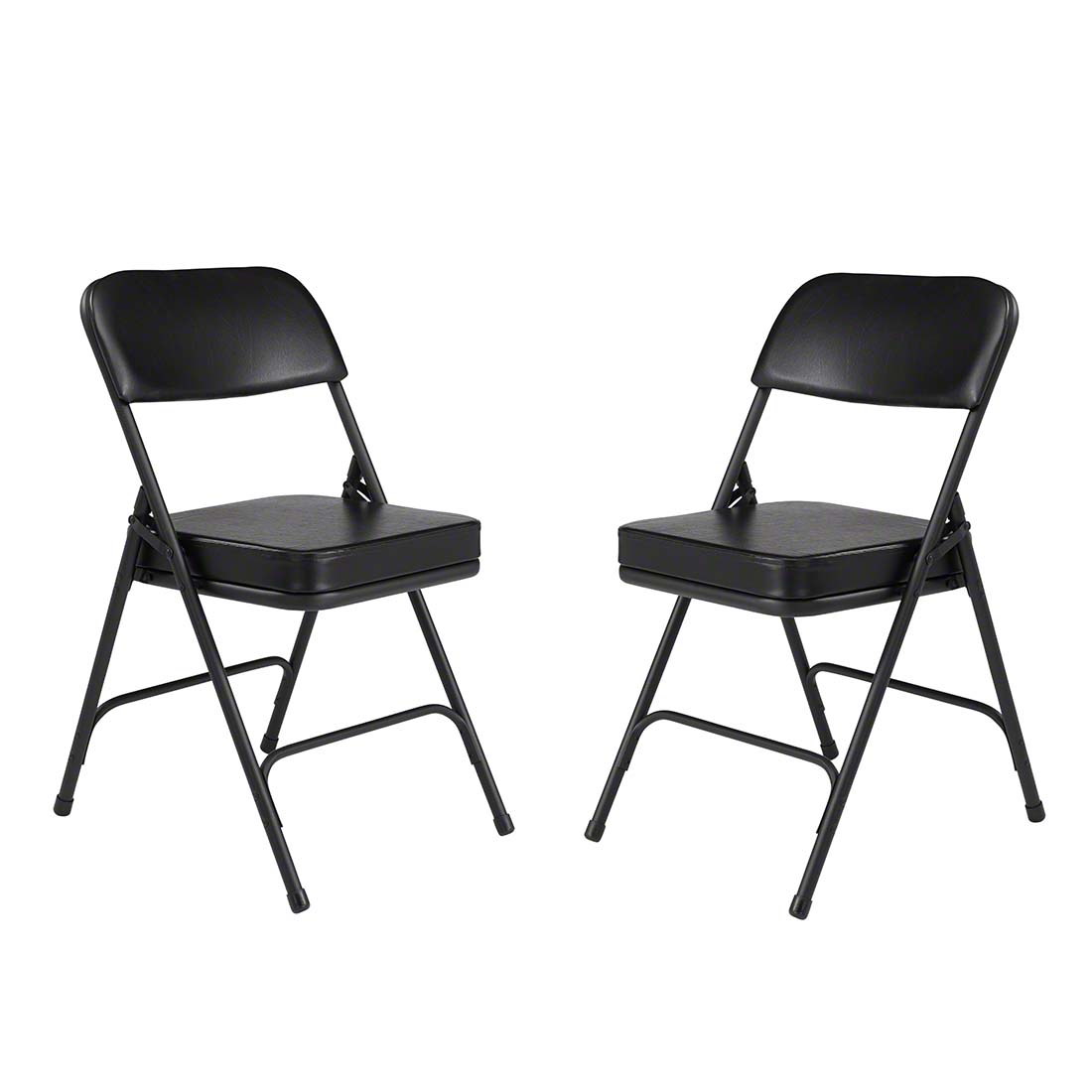 National Public Seating 3210 Premium 2" Vinyl Upholstered Folding Chair, Black (2-pack)