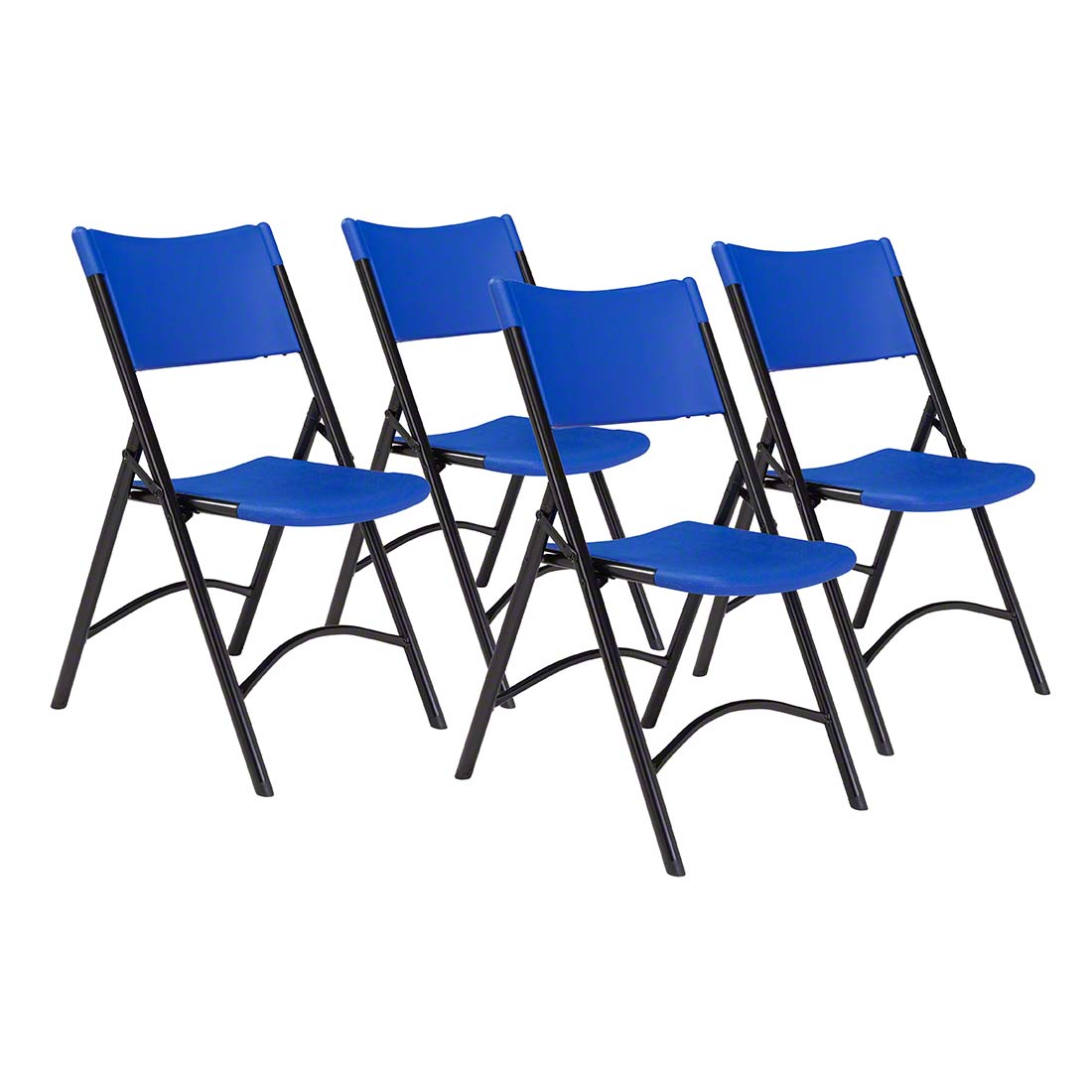 National Public Seating 604 Heavy-Duty Plastic Folding Chair, Blue (4-pack)