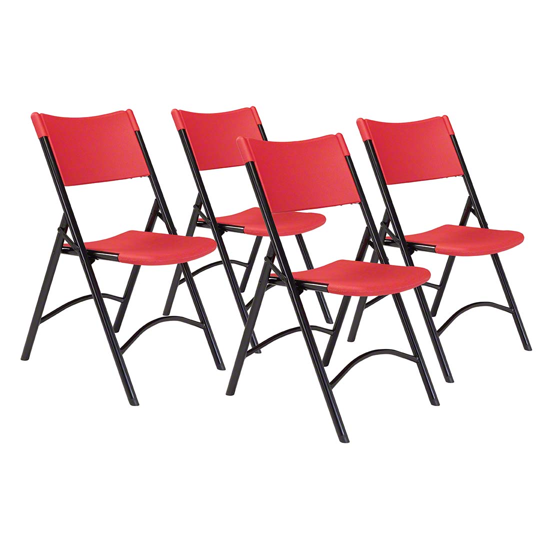 National Public Seating 640 Heavy-Duty Plastic Folding Chair, Red (4-pack)