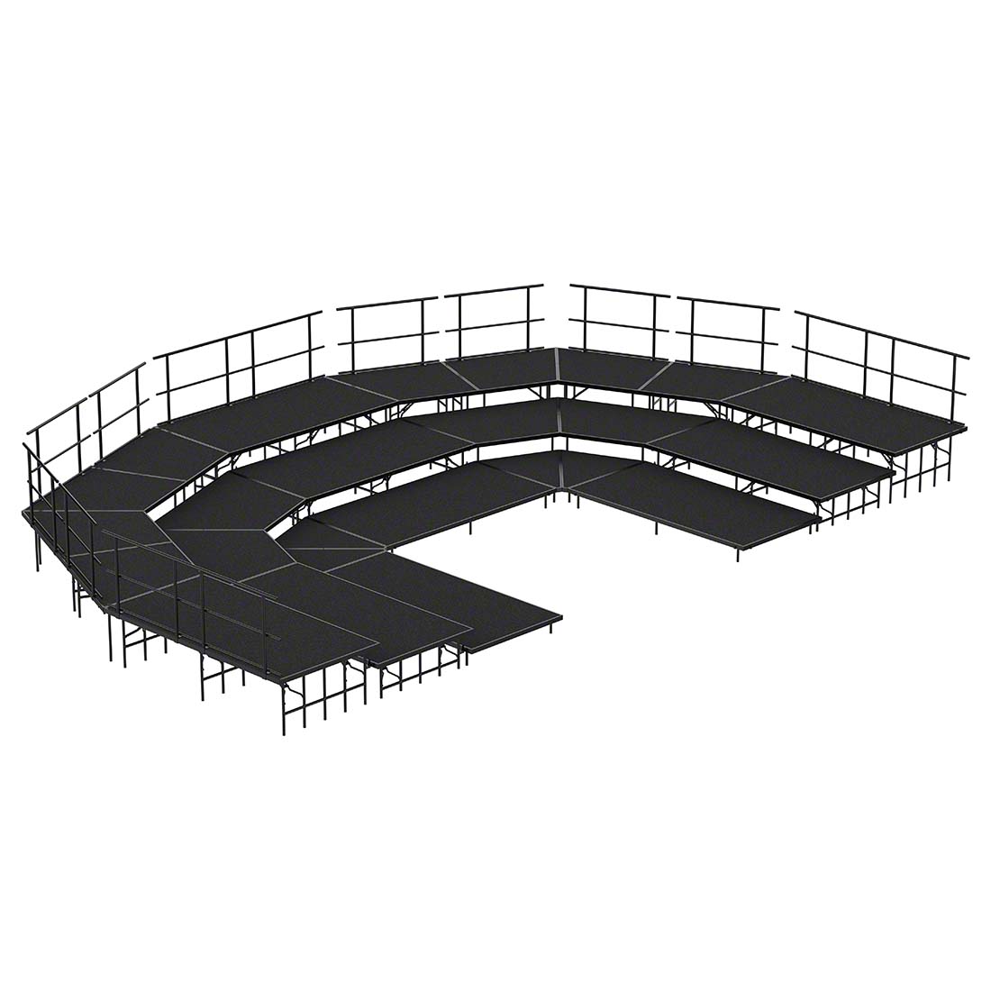 National Public Seating SBRC48P 3-Level Seated Band Riser Set, Polydeck (48" Deep Tiers)