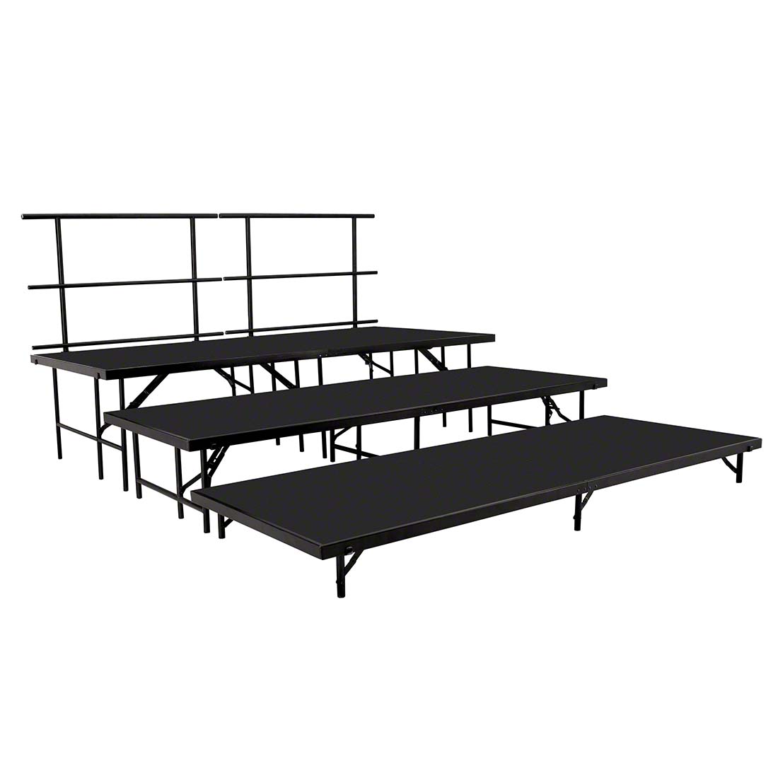 National Public Seating SST483LP 3-Level Seated Riser Straight Stage Set, Polydeck (48" Deep Tiers)