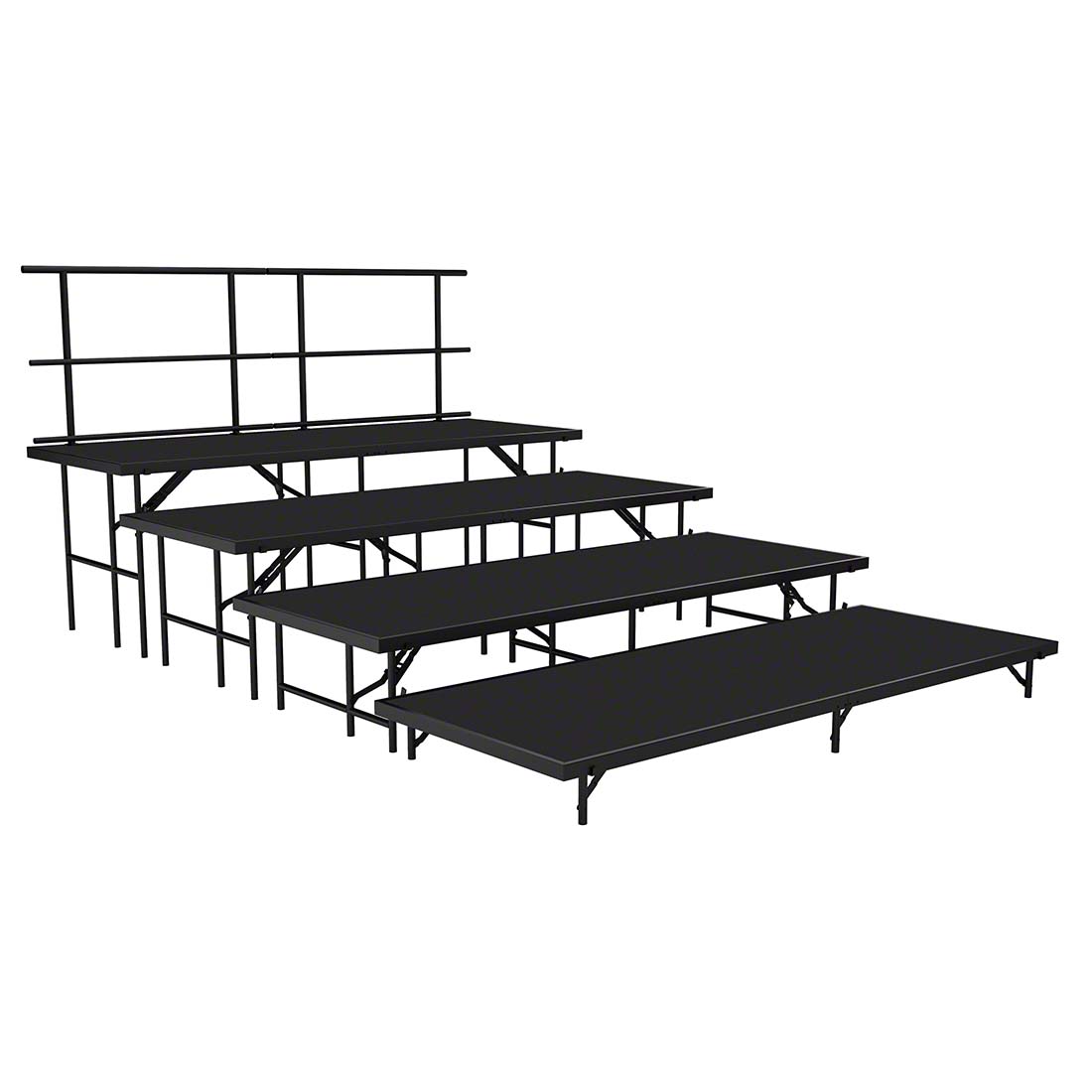 National Public Seating SST484LP 4-Level Seated Riser Straight Stage Set, Polydeck (48" Deep Tiers)