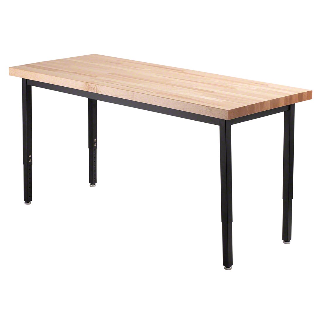National Public Seating 30"x60" Heavy-Duty Adjustable-Height Steel Table, Butcherblock Top
