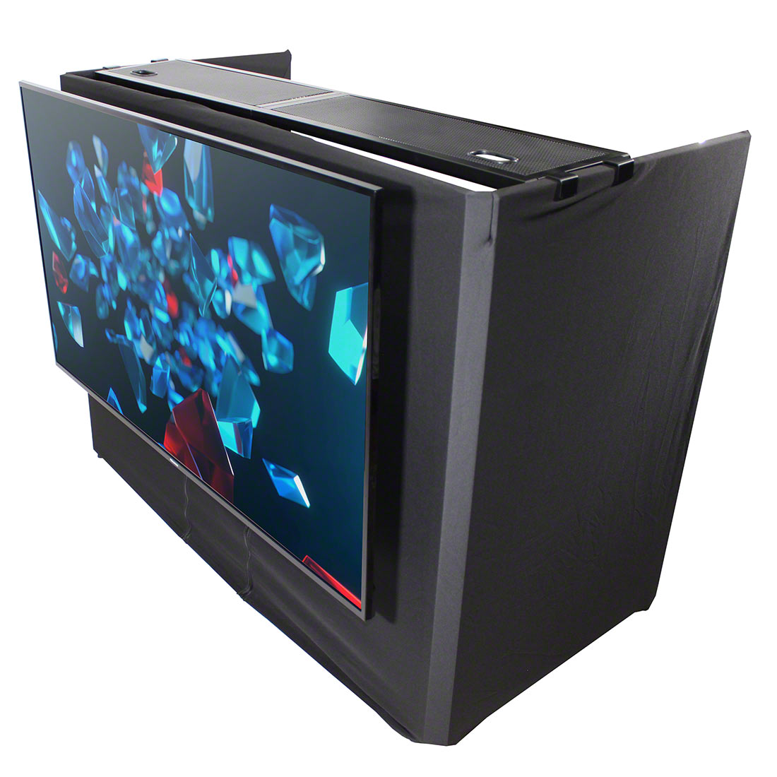 ProX Mesa Media MK2 DJ Facade Table Workstation with TV Mount, Scrims and Carry Bag