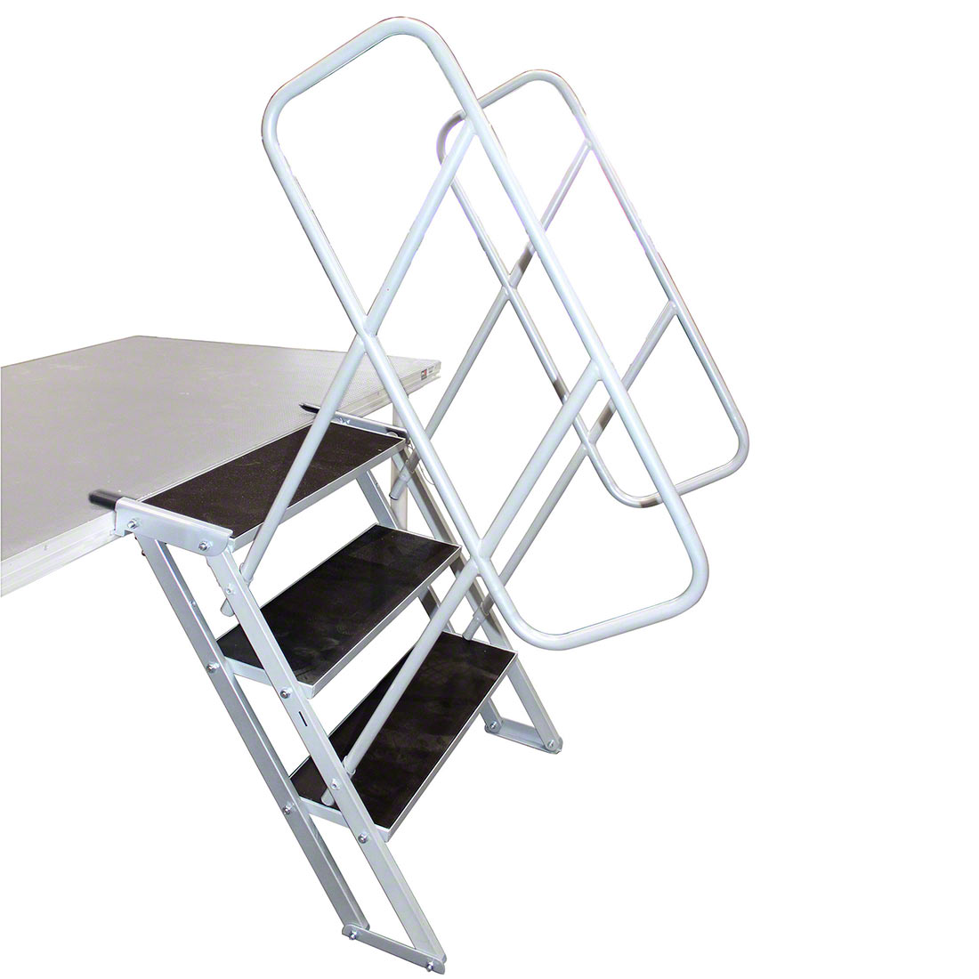 StageQ 3-Step Stair Unit with Handrail, Adjustable for 18