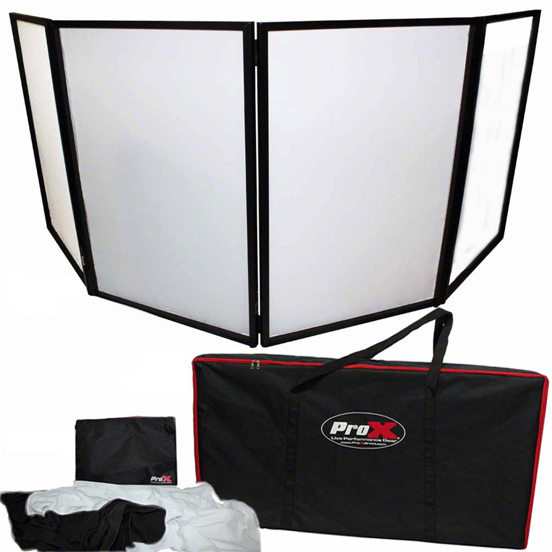 ProX Collapse and Go DJ Facade Package with 4-Panel Black Frame