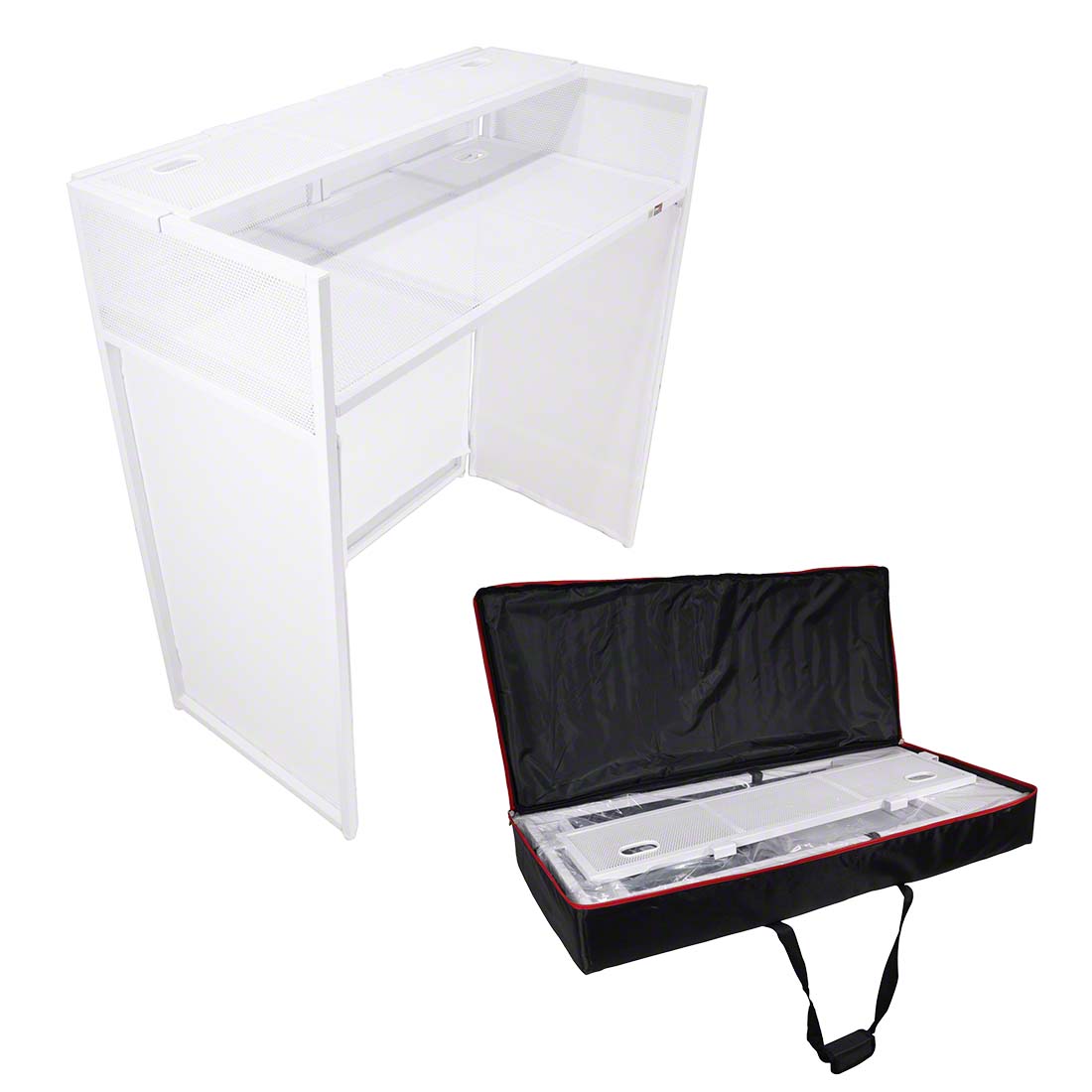 ProX Vista Mobile DJ Booth Workstation, White Frame