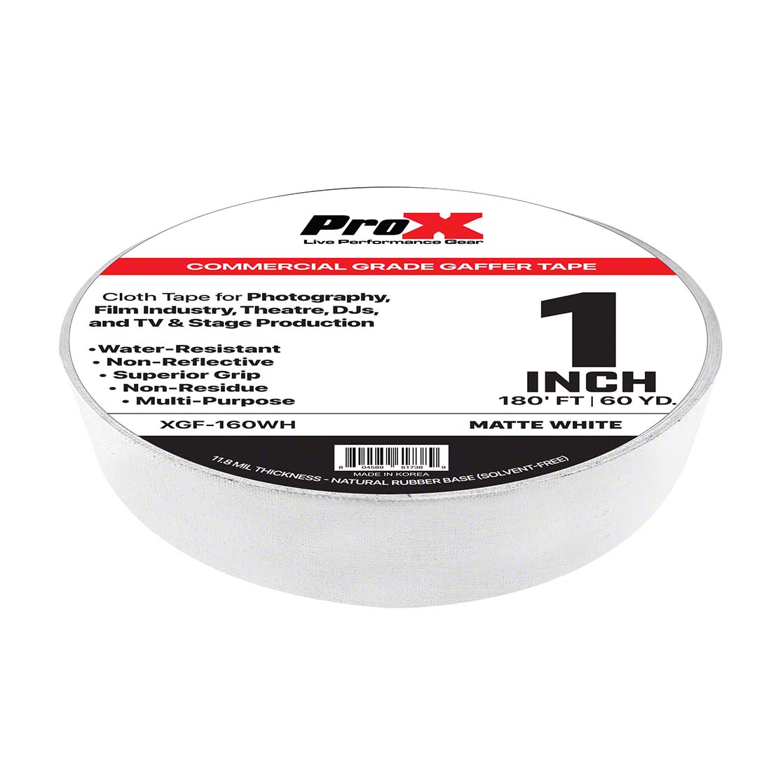 ProX GaffX 1-Inch x 60-Yard Gaffers Tape, Matte White