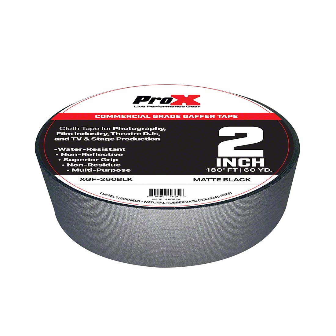 ProX GaffX 2-Inch x 60-Yard Gaffers Tape, Matte Black