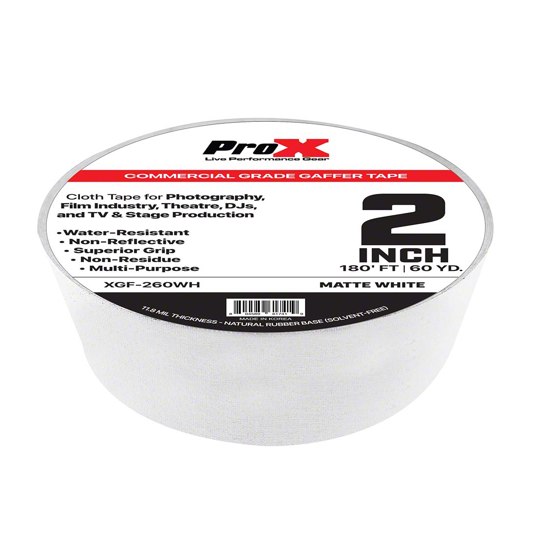 ProX GaffX 2-Inch x 60-Yard Gaffers Tape, Matte White