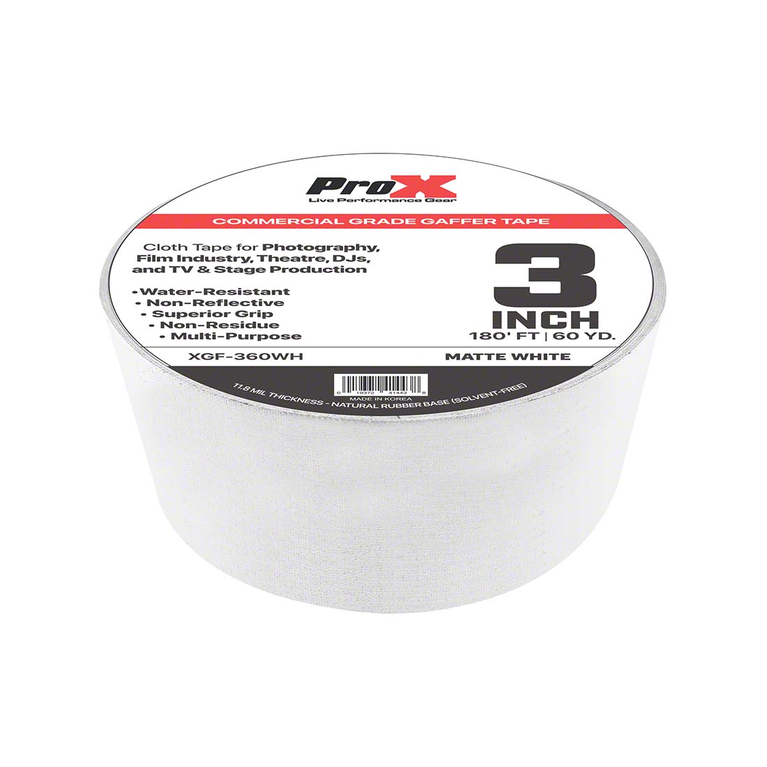 ProX GaffX 3-Inch x 60-Yard Gaffers Tape, Matte White