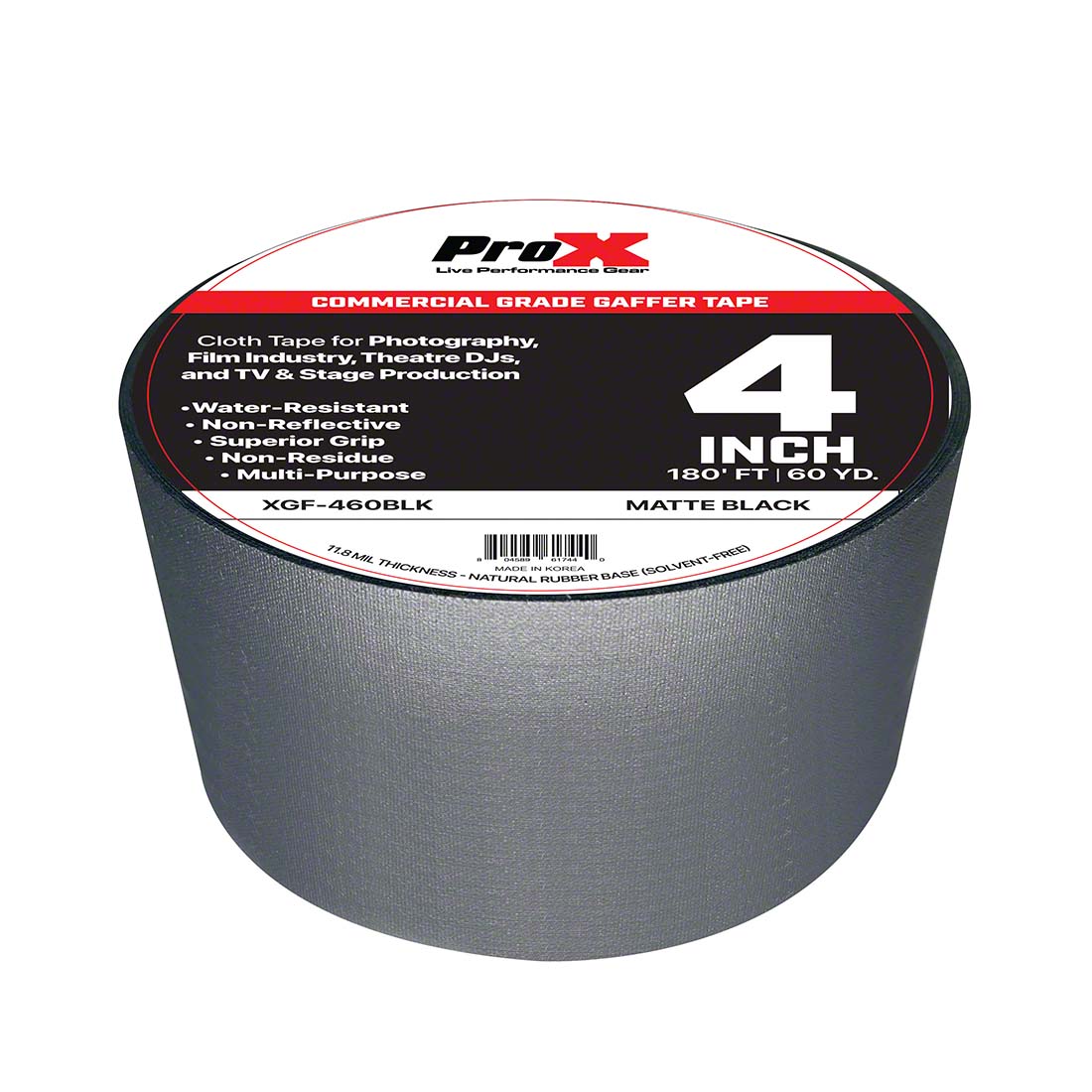 ProX GaffX 4-Inch x 60-Yard Gaffers Tape, Matte Black