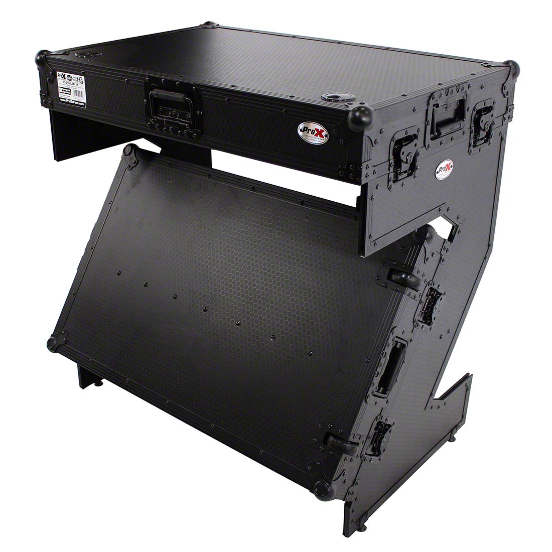 ProX Z-Table Junior Folding DJ Mobile Workstation, Flight Case Style with Wheels, Black/Black PRX-XS-ZTABLEBLJR