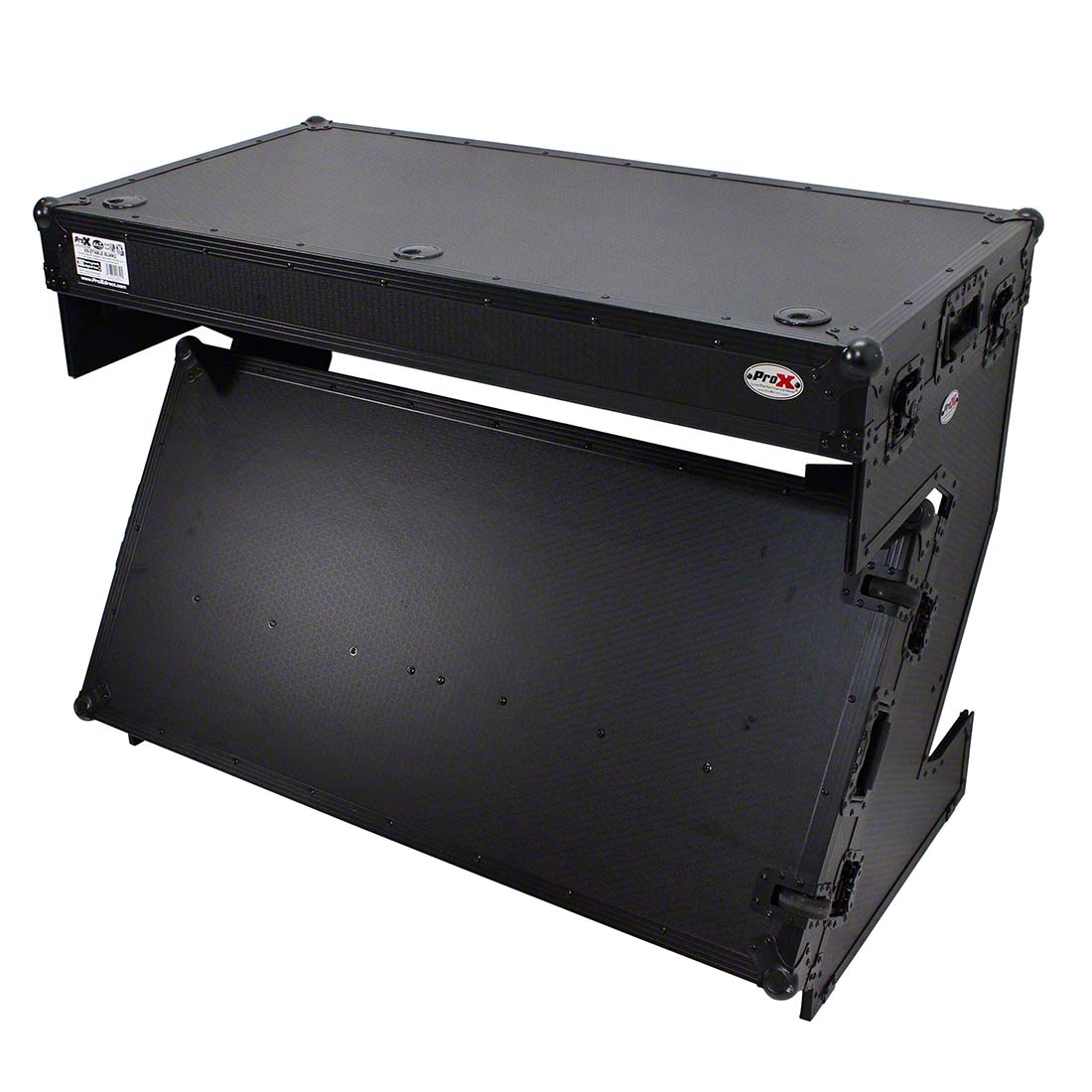 ProX Z-Table Folding DJ Mobile Workstation, Flight Case Style with Wheels, Black/Black PRX-XS-ZTABLEBLMK2