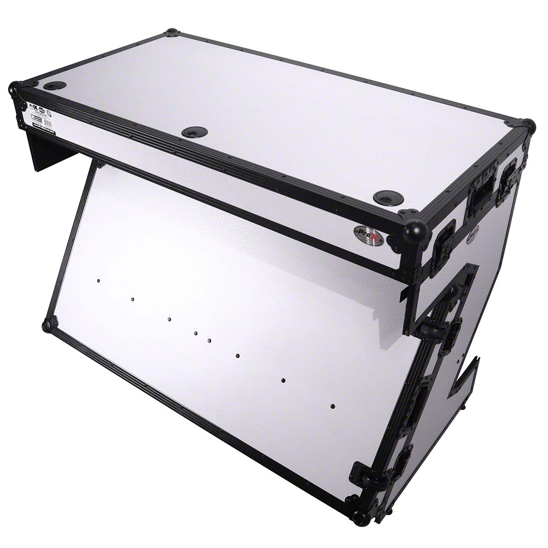 ProX Z-Table Folding DJ Mobile Workstation, Flight Case Style with Wheels, White/Black PRX-XS-ZTABLEWH