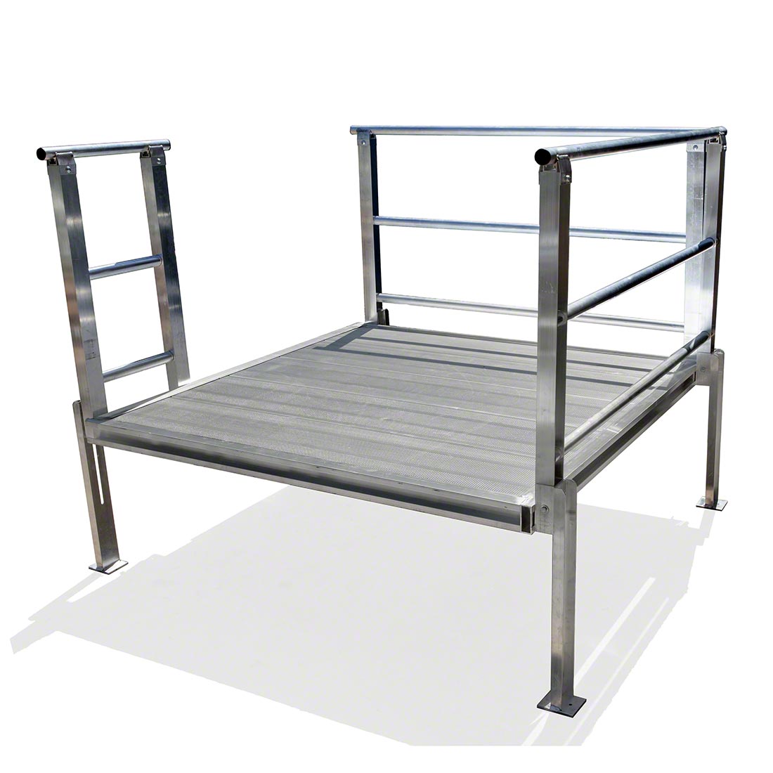 Modular XP Aluminum Ramp Platform with Hand Rails, 60"x60"