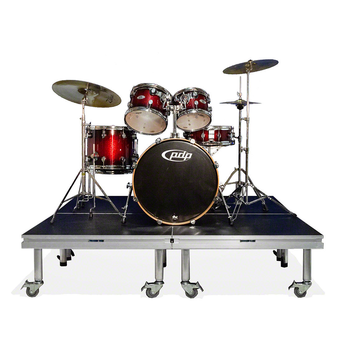QuickLock Staging 6'x6' Mobile Drum Riser, Industrial Finish