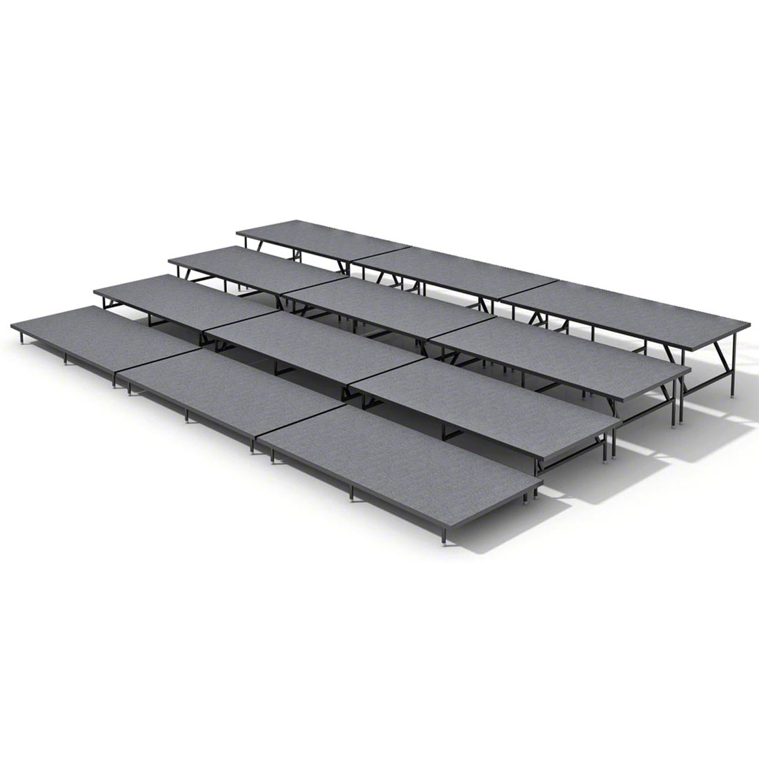 Staging 101 4-Tier Straight Seated Riser System - 24' Long (fits 48 Chairs)