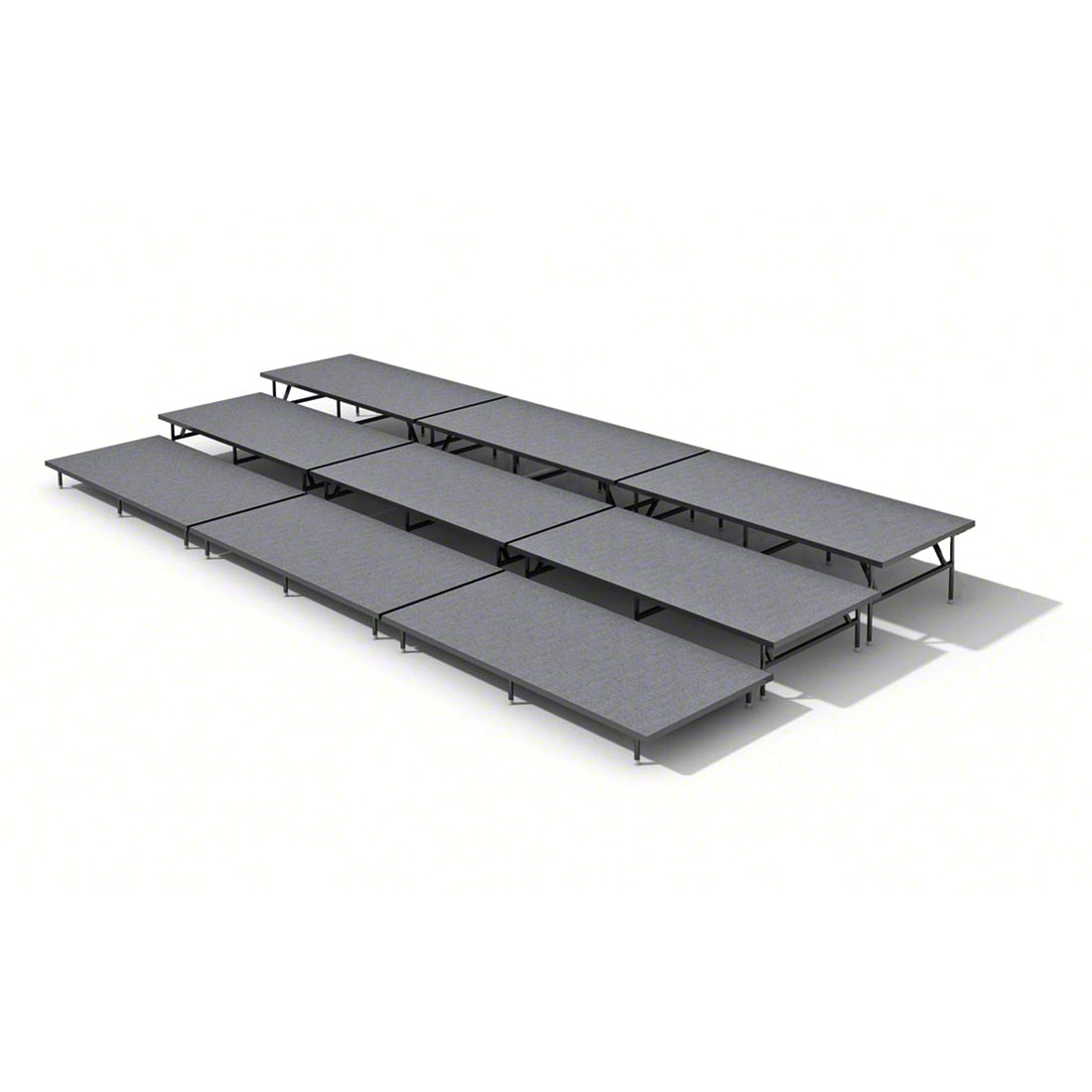 Staging 101 3 Tier Straight Seated Riser System - 24' Long (fits 36 Chairs)