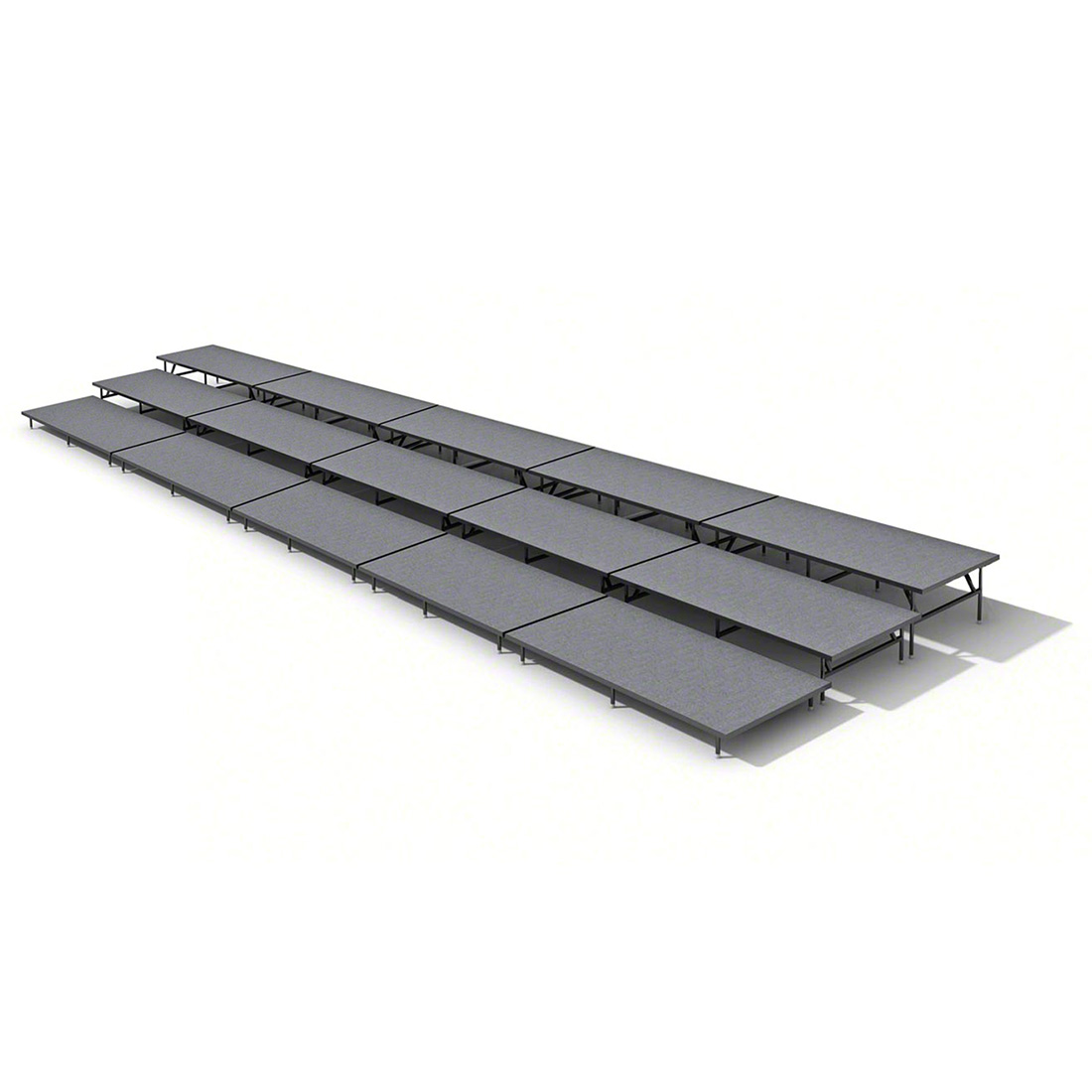 Staging 101 3-Tier Straight Seated Riser System - 40' Long (fits 60 Chairs)