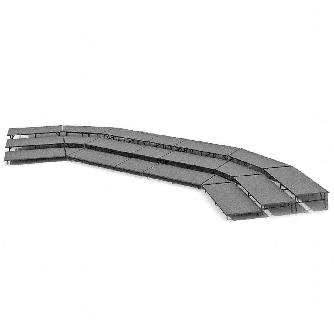 Staging 101 3-Tier Seated Riser System - 47' Long (fits 66 Chairs)