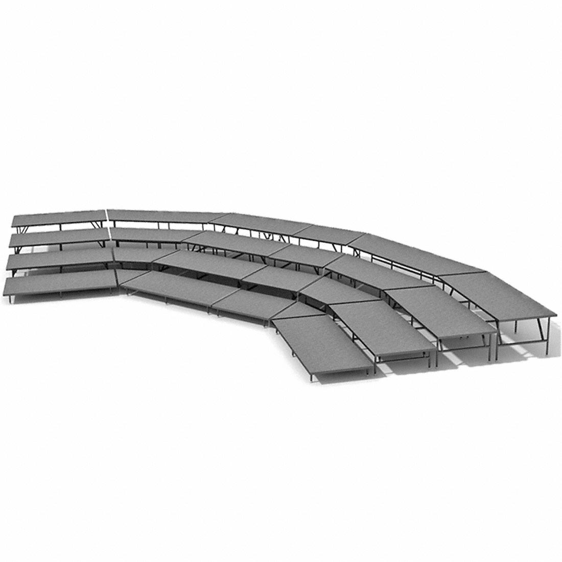 Staging 101 4-Tier Seated Riser System - 45' Long (fits 78 Chairs)