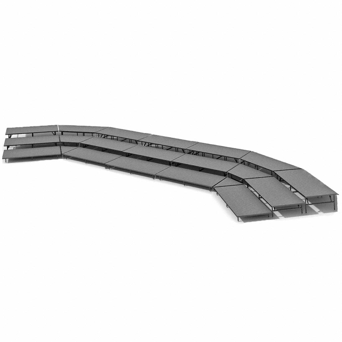 Staging 101 3-Tier Seated Riser System - 51' Long (fits 72 Chairs)