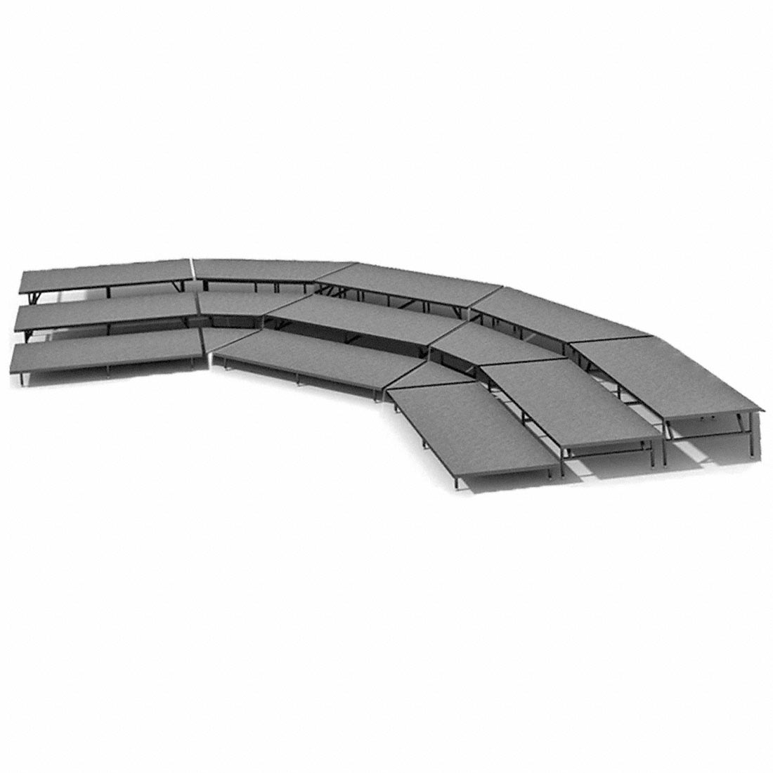 Staging 101 3-Tier Seated Riser System - 35' Long (fits 48 Chairs)
