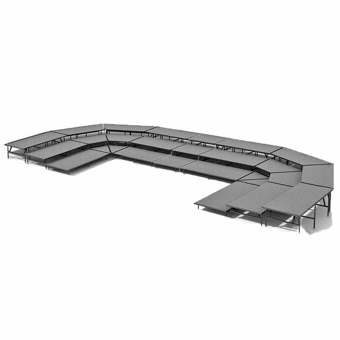 Staging 101 3-Tier Seated Riser System - 43' Long (fits 78 Chairs)