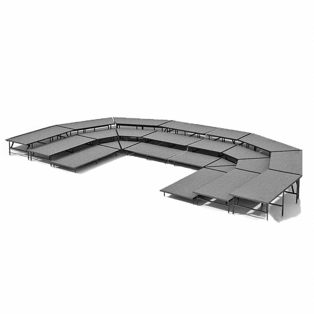Staging 101 3-Tier Seated Riser System - 35' Long (fits 66 Chairs)