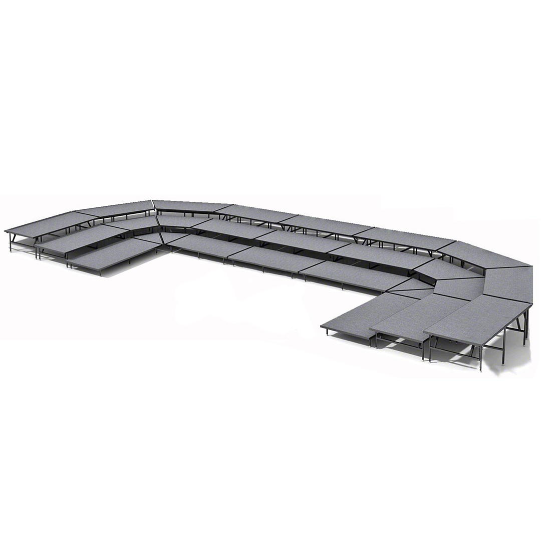 Staging 101 3-Tier Seated Riser System - 47' Long (fits 84 Chairs)