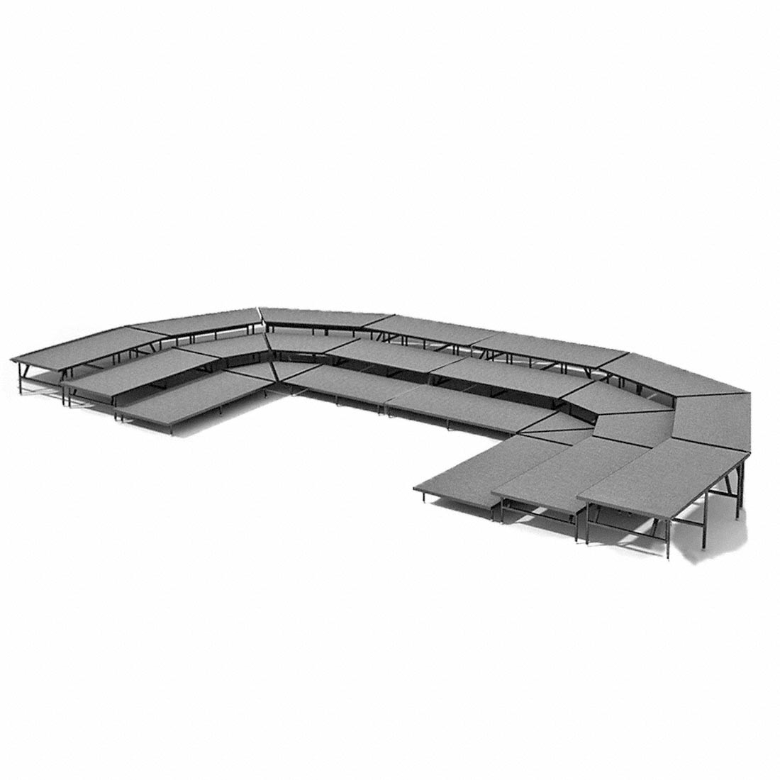 Staging 101 3-Tier Seated Riser System - 39' Long (fits 72 Chairs)