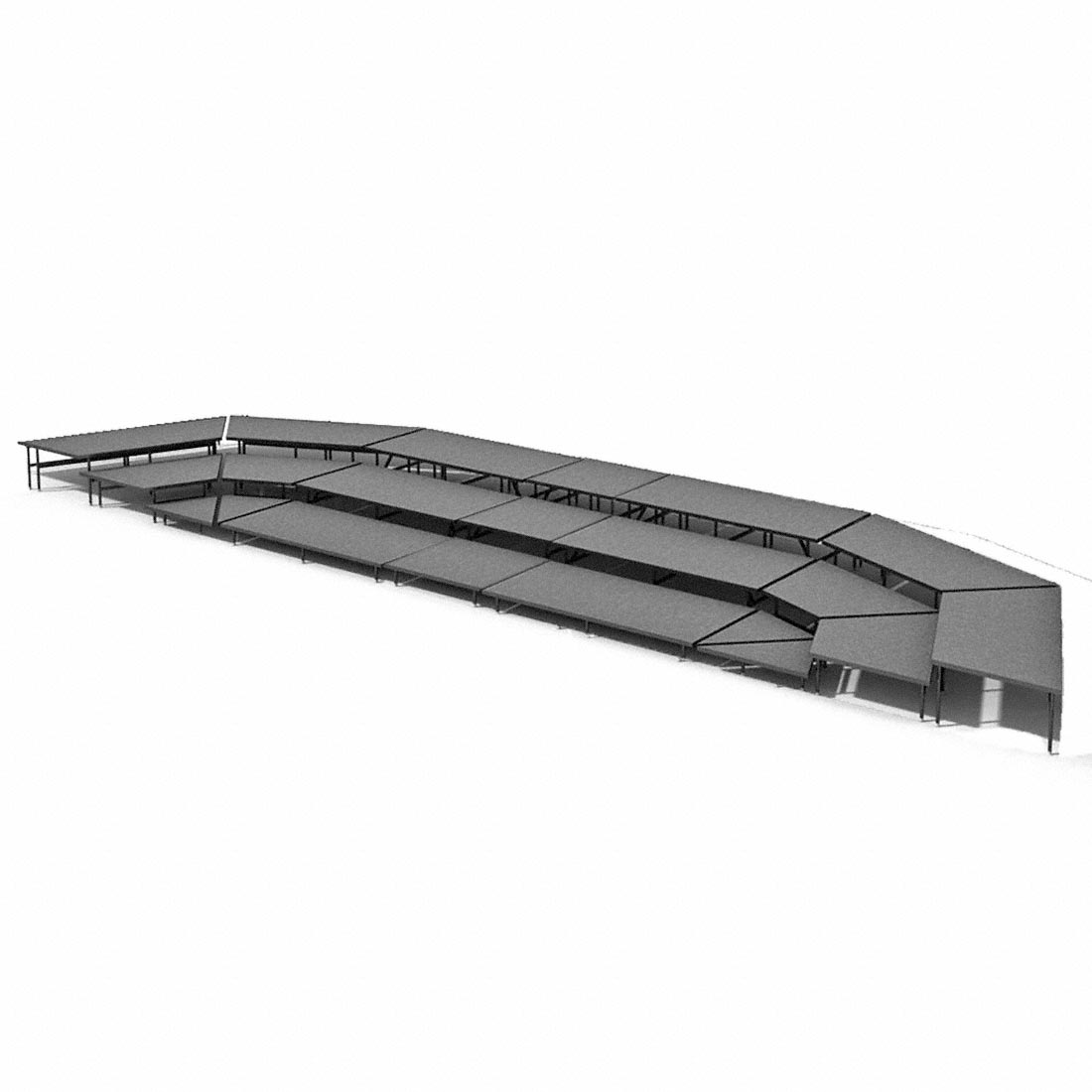 Staging 101 3-Tier Seated Riser System - 43' Long (fits 54 Chairs)