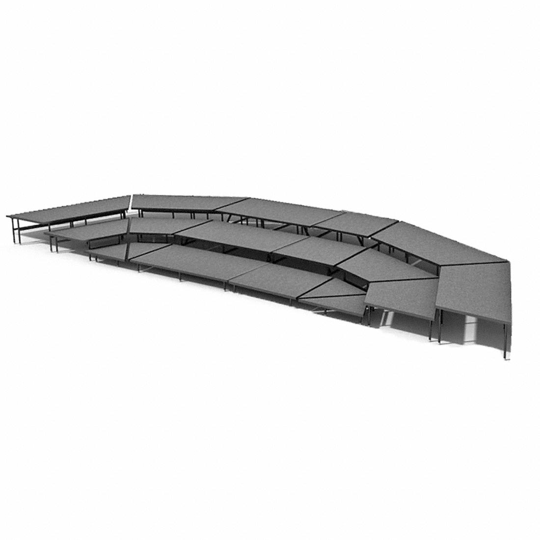 Staging 101 3-Tier Seated Riser System - 35' Long (fits 42 Chairs)