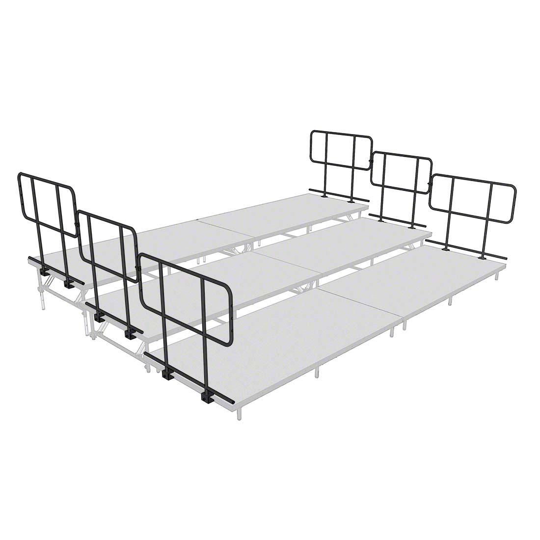 Staging 101 Side Guard Rail Package for 3-Tier Seated Risers