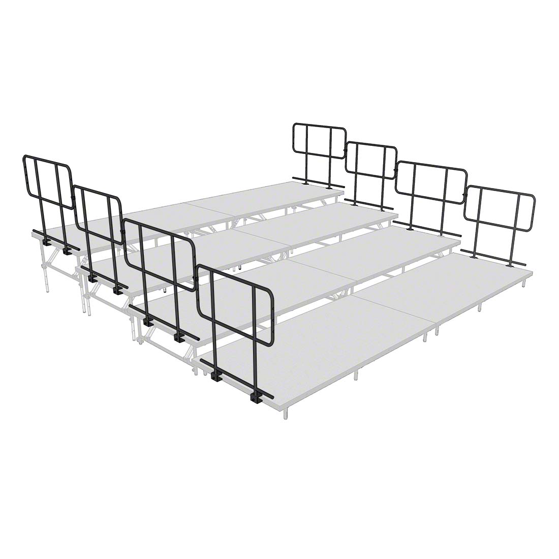 Staging 101 Side Guard Rail Package for 4-Tier Seated Risers