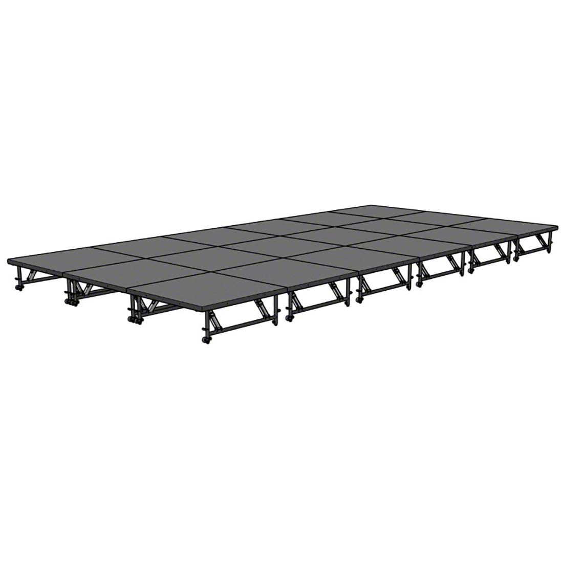 Staging 101 12'x24' Portable Stage with Wheels, 16"-24" High (4'x4' Units) 