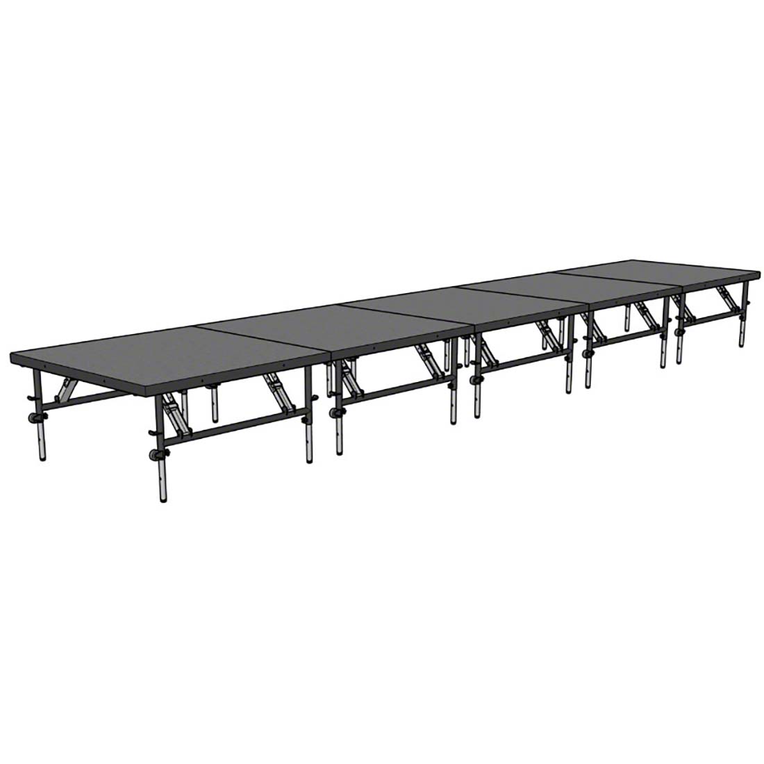 Staging 101 4'x20' Portable Stage with Wheels, 24"-32" High (4'x4' Units)